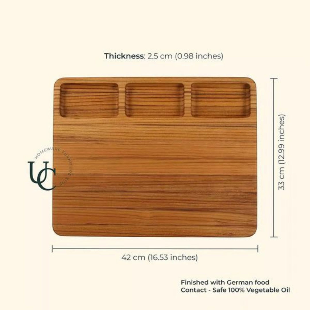 Teakogram Reversible Chopping Board | Teak Wood | Hand-Crafted | Extra Large- 17 Inch