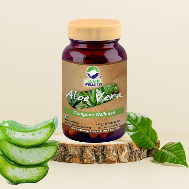 Aloe vera Supplements | Certified Organic | 100 % Vegan | Antioxidants | Skin & Hair Care | 90 Capsules