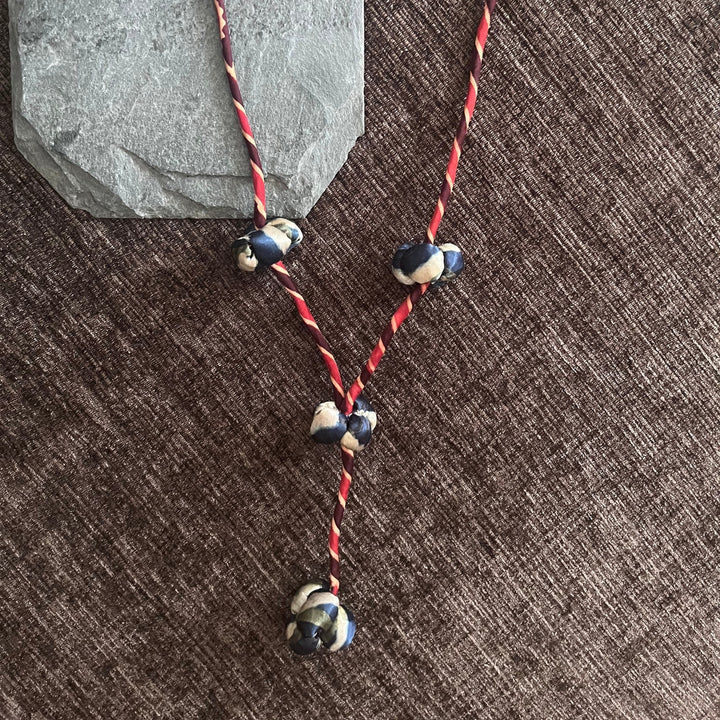 Earthy Bead Necklace For Women | Boho Design | Hand Crafted | Indigo + Red