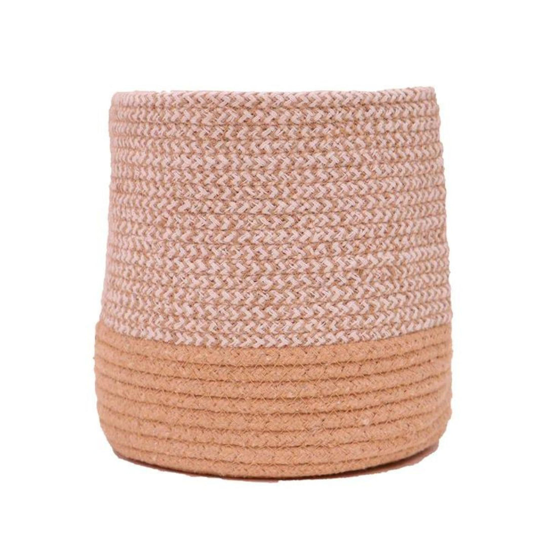 Dual tone Jute Hand-Crafted Baskets / Planters | Beige & Jute | Large