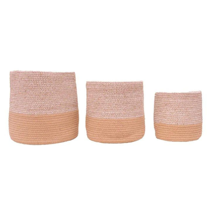 Dual tone Jute Hand-Crafted Baskets / Planters | Beige & Jute | Medium