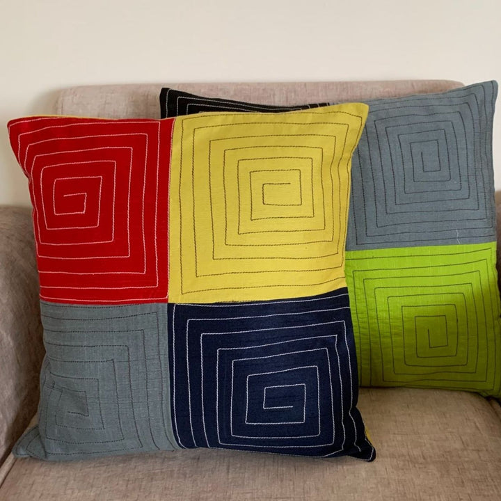 Colour Pop Chequered Cushion Cover | Cotton Silk | 16" x 16"