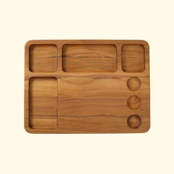 Teakogram Organiser Chopping Board  | Premium Teak Wood | Hand-Crafted | 16 Inch