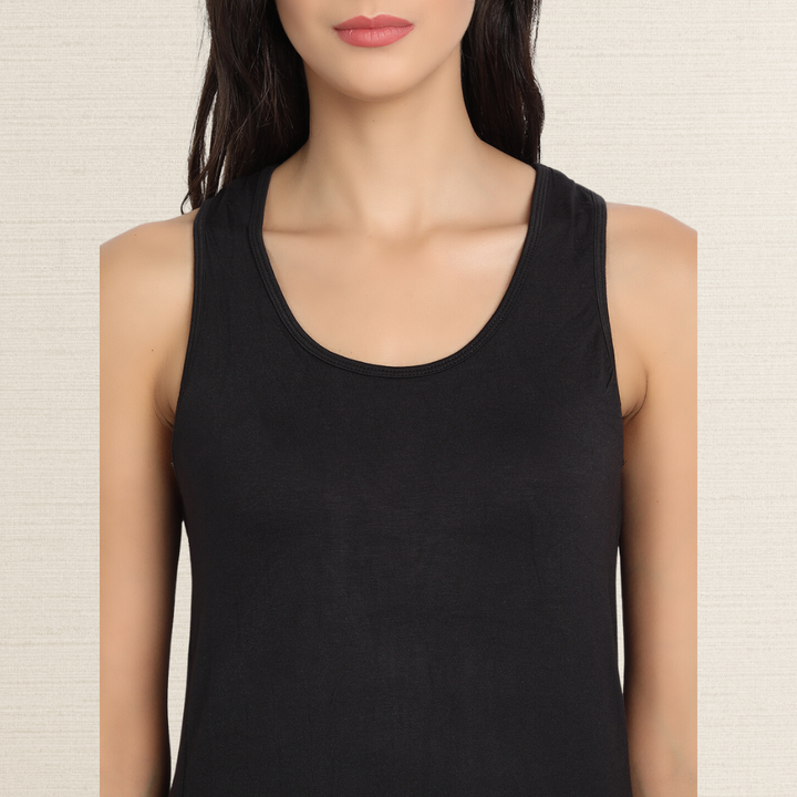 Runner Vest Top | Pique Knit | Bamboo | Organic | Casual | Women Active Wear | Black