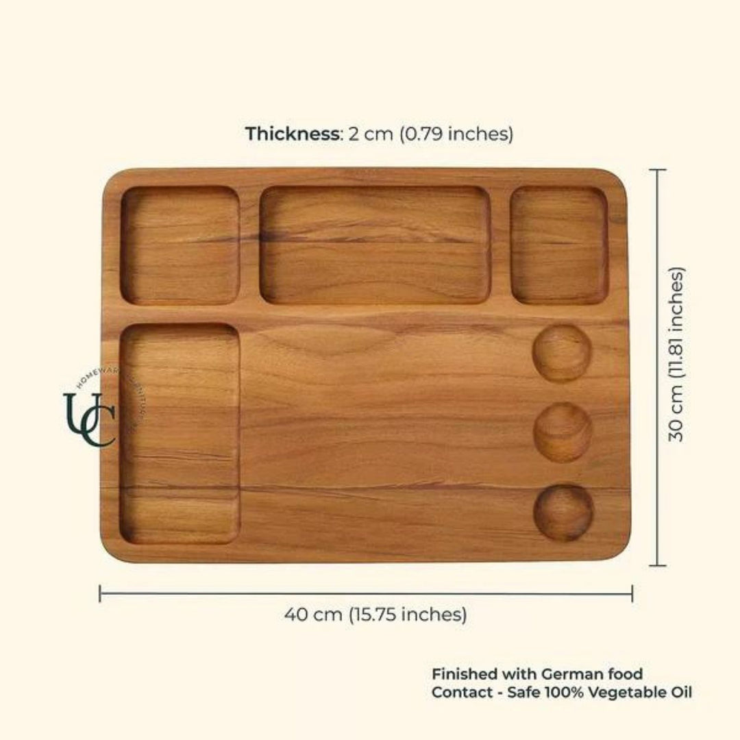 Teakogram Organiser Chopping Board  | Premium Teak Wood | Hand-Crafted | 16 Inch