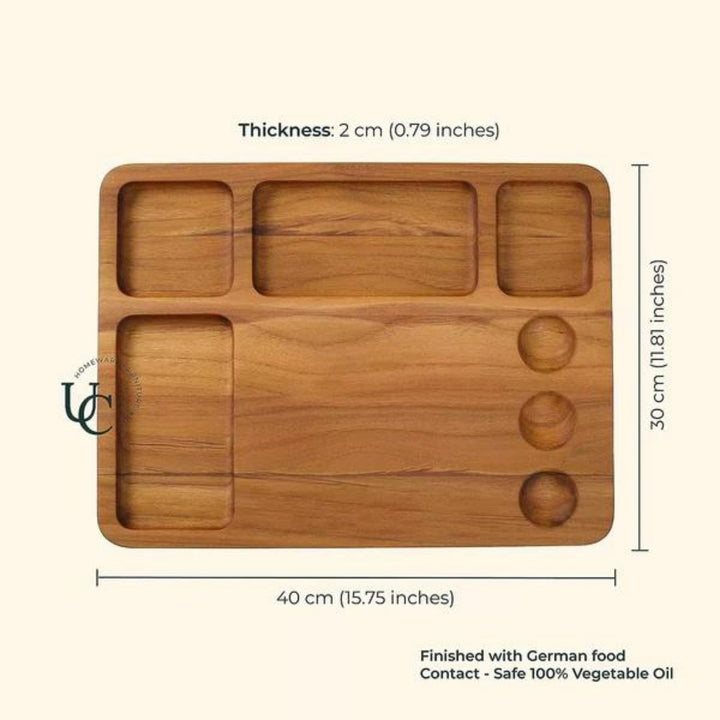 Teakogram Organiser Chopping Board  | Premium Teak Wood | Hand-Crafted | 16 Inch