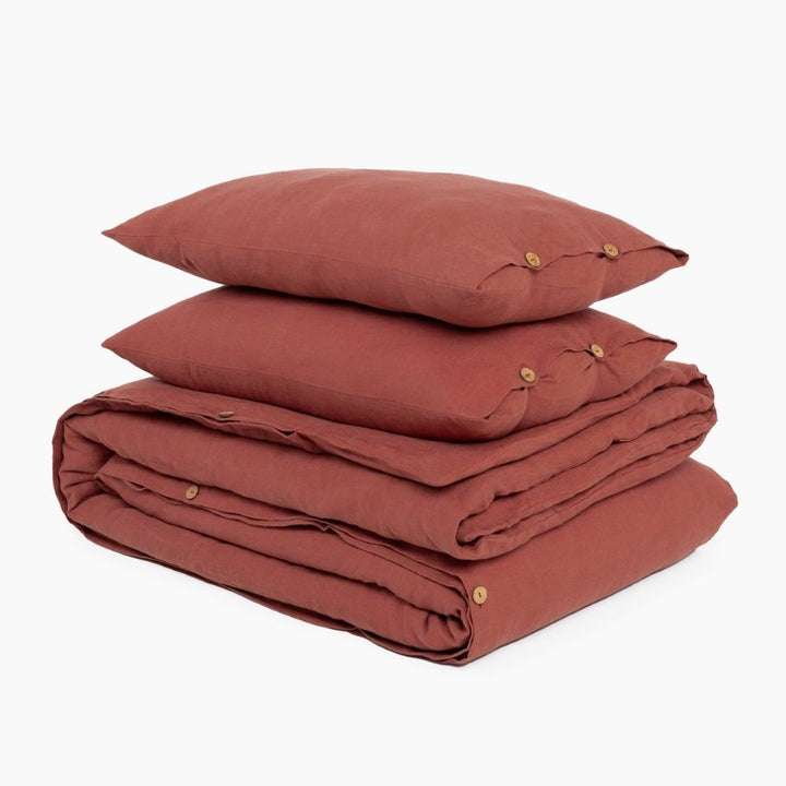 Mud Brown Linen Duvet Cover Set | Sustainable | Comforting & Easy Wash