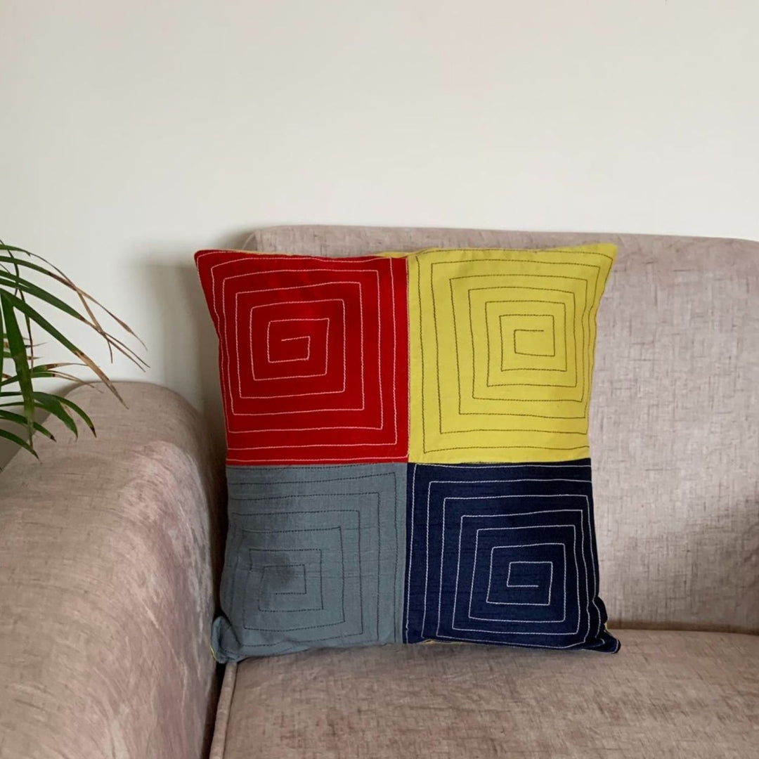 Colour Pop Chequered Cushion Cover | Cotton Silk | 16" x 16"