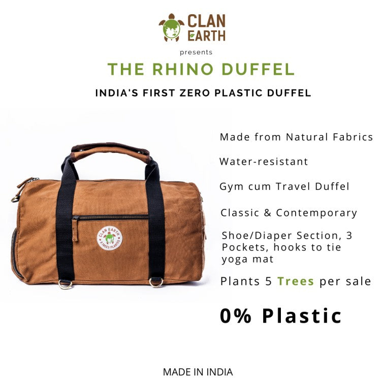 Rhino Duffel Bag | Classic Style & Multi-Functional | Handcrafted in Kolkata