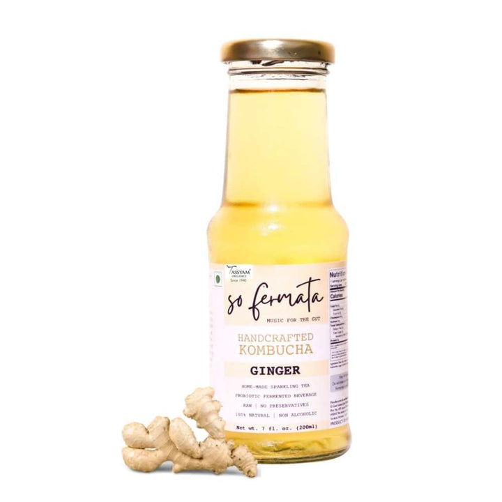 Handcrafted Ginger Kombucha | Organic | Probiotic | Gut Health | 200 ML