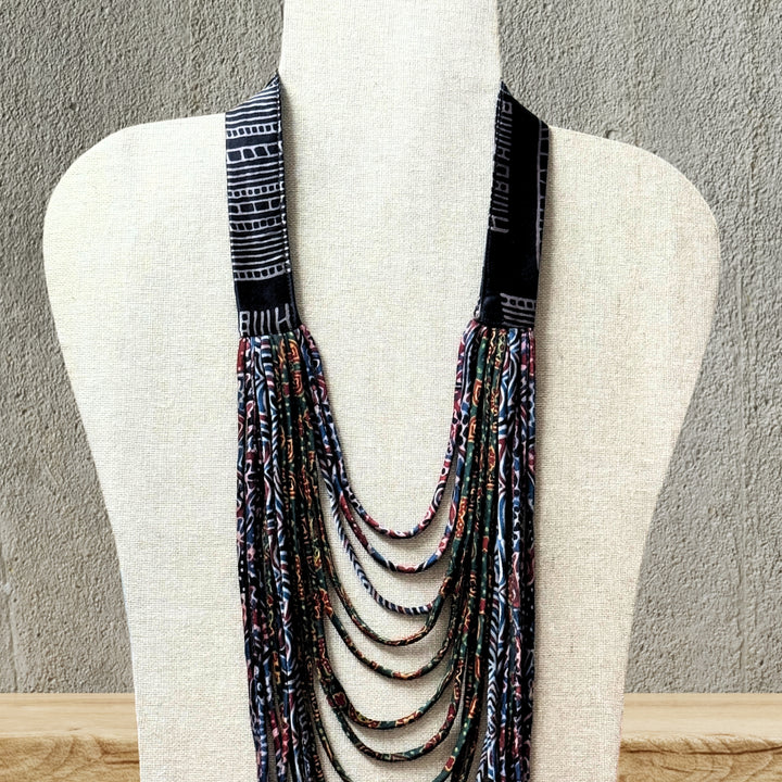 Women Necklace | Multi Strands Design | Handmade Fabric Jewelry | Multi Colour