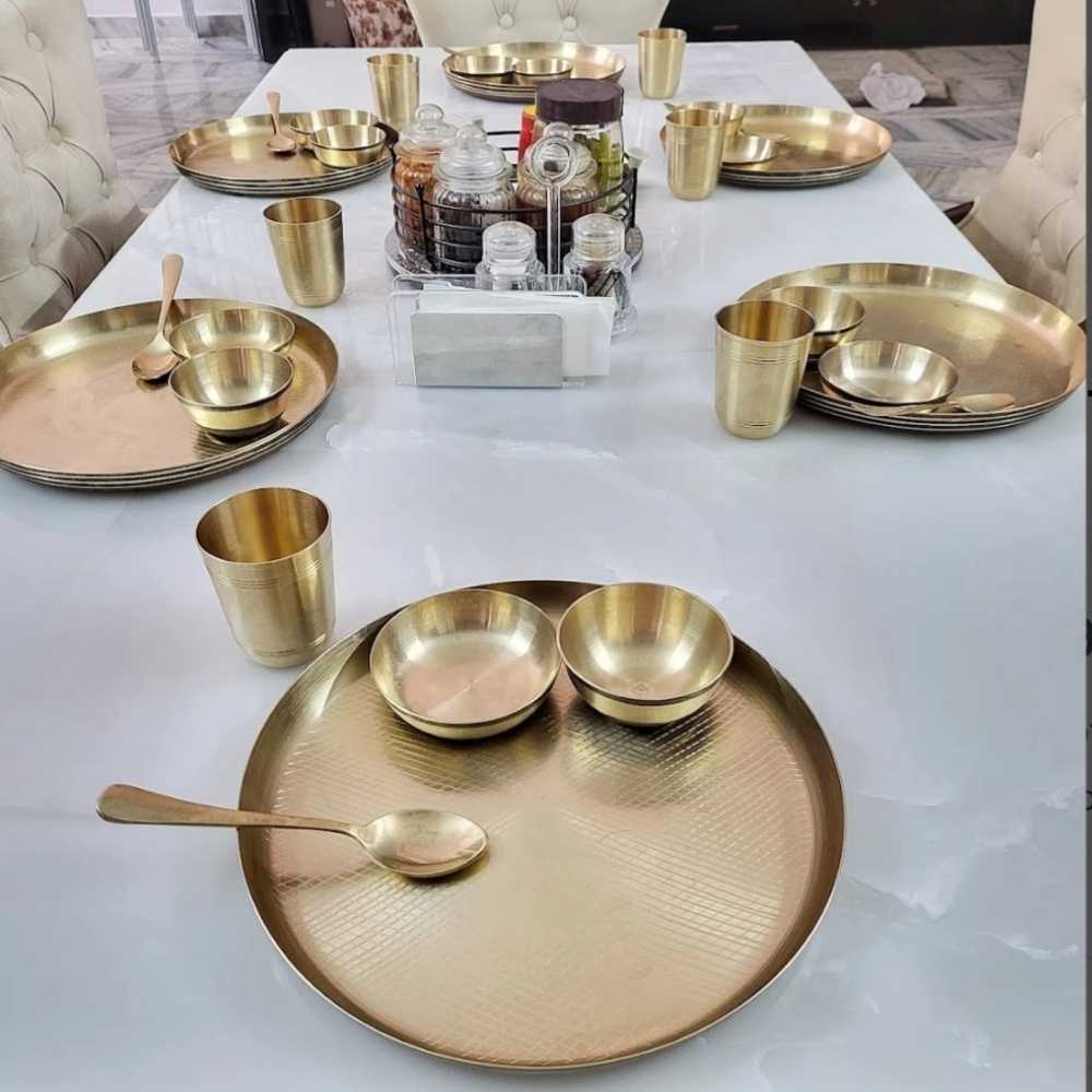 Sustainable & Hand-Crafted Kansa Dinner Set | 11" Thali In Set Of 5