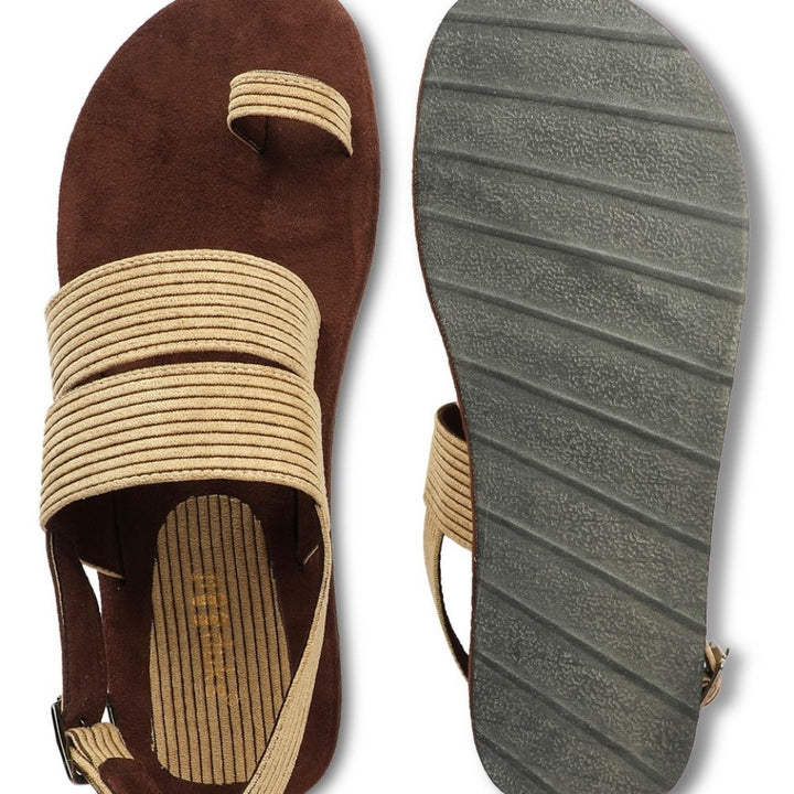 Sef Sand Beige Men Sandals | Breathable & Textured Corduroy | Comfort Fit