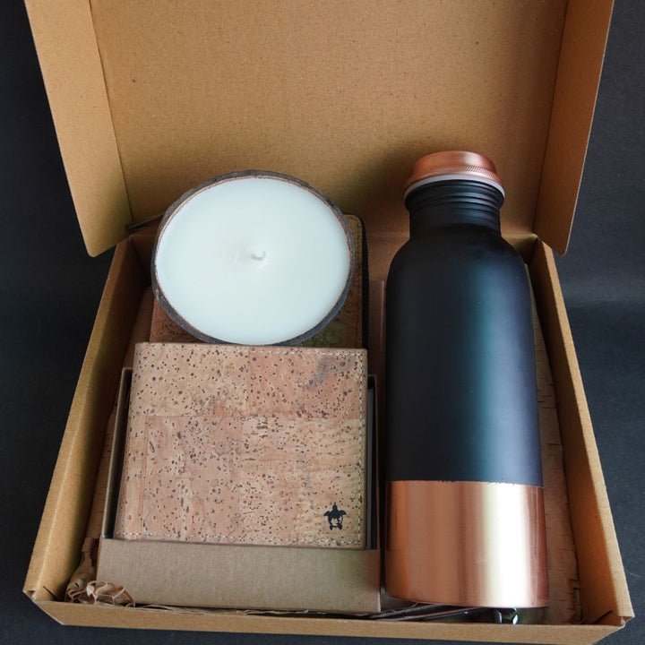 Gift Set | Candle-Copper Bottle- Wallet | | Set of 3 Items