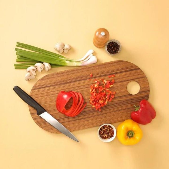 Cresta Oval Chopping Board / Serving Platter | Premium Teak Wood | Hand-Crafted | 16 Inch