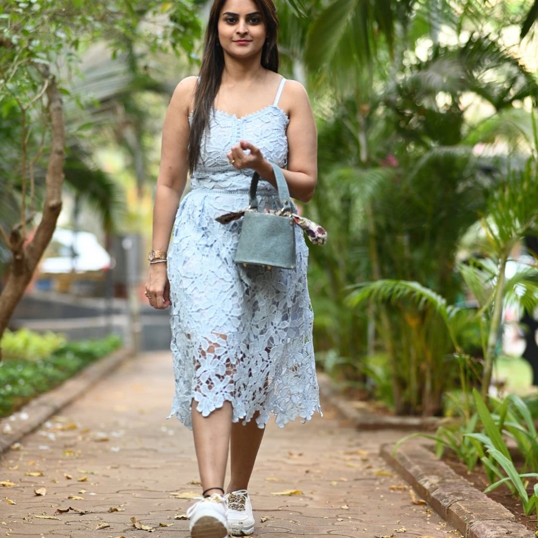 Bucket Bag For Women | Light Indigo | Made of Coconut Leather | Stylish