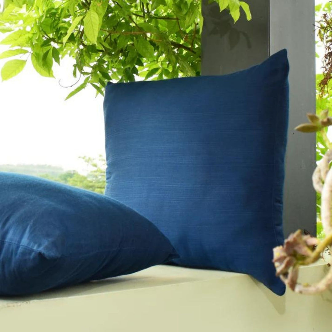 Royal Blue Silk Cushion Cover  | Set Of 2 | 16 x 16 Inch