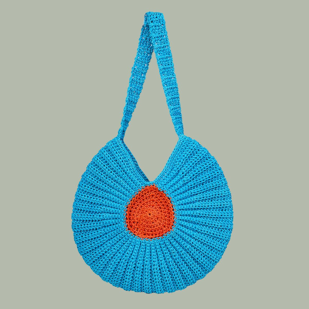 The Undersea Bag | Hand-Crochet | Cotton Yarn | Ocean Blue