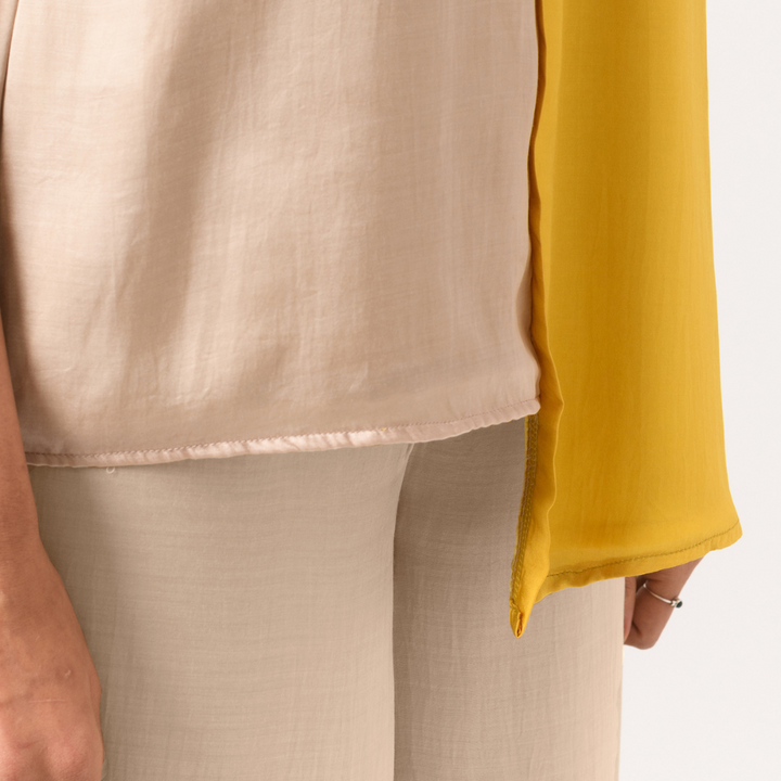 Ecru Yellow Halter Neck Blouse | Bemberg Modal Silk | Subtle Style