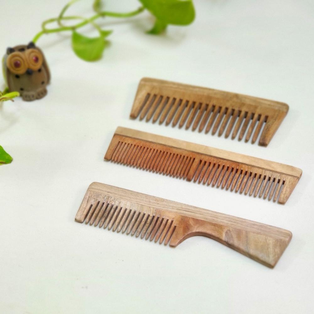 Natural Neem Wood Comb  | Handcrafted | Eco Friendly | Pack Of 3