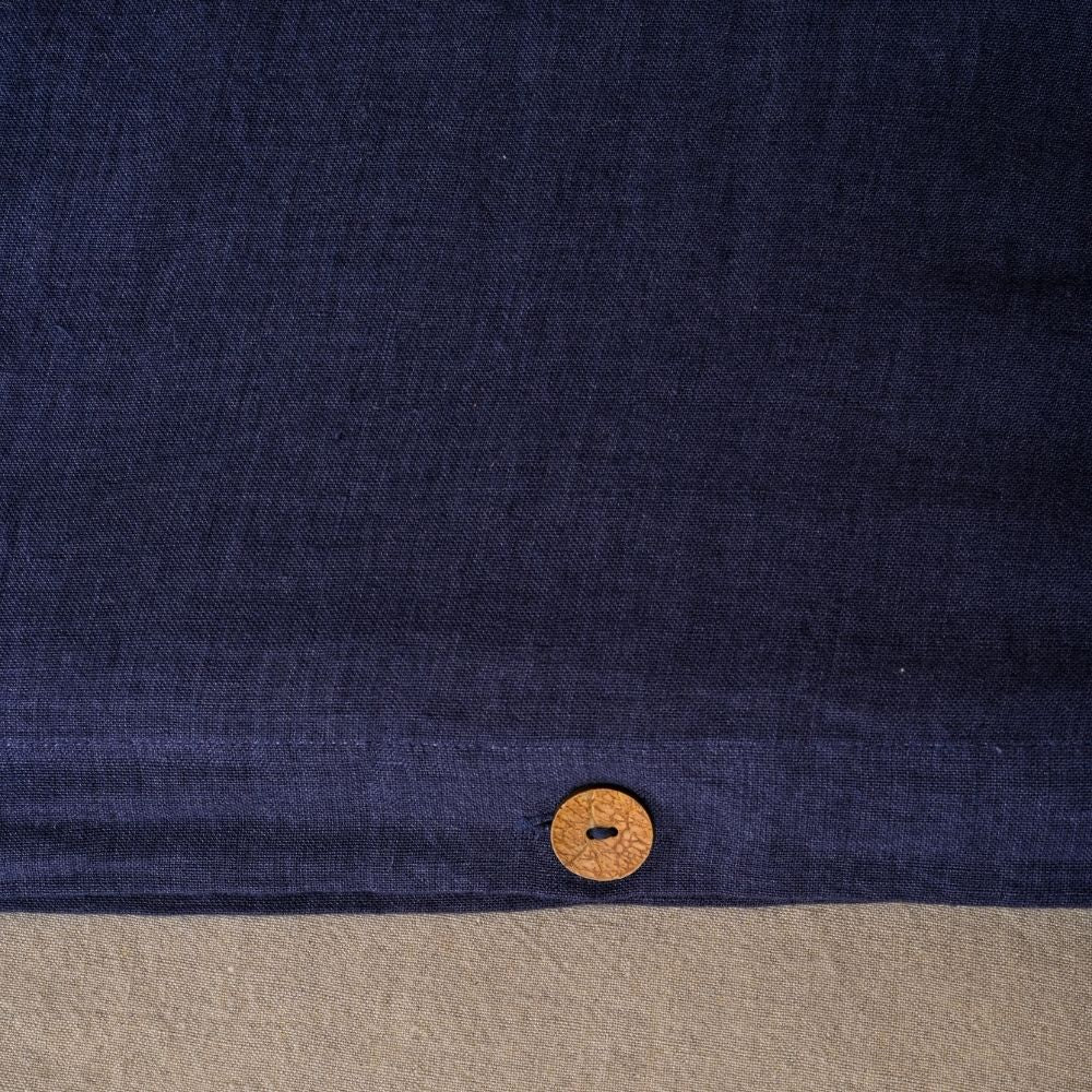 Duvet Cover Set | Refined Luxury with Classic Navy & Soothing Organic Linen