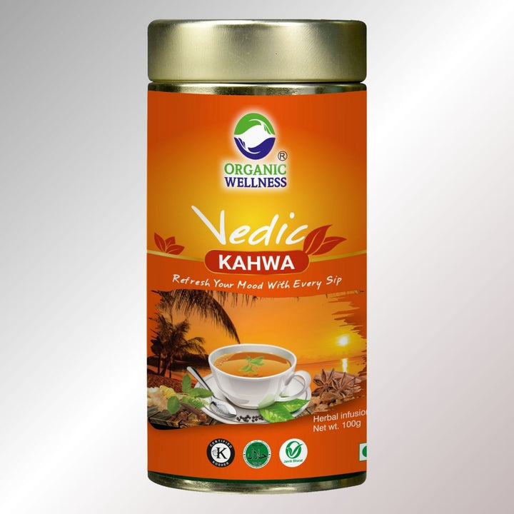 Vedic Kahva | Organic | Refreshing & Therapeutic Herbal Tea | 100 GM Tin Pack