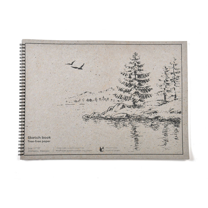 Handmade Paper Sketch Book | Acid-Free & Tree-Free Paper | 17" x 12" White