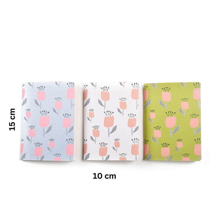 Hand Printed Tulip Note Book Combo | Tree-Free Handmade Paper | Set Of 3