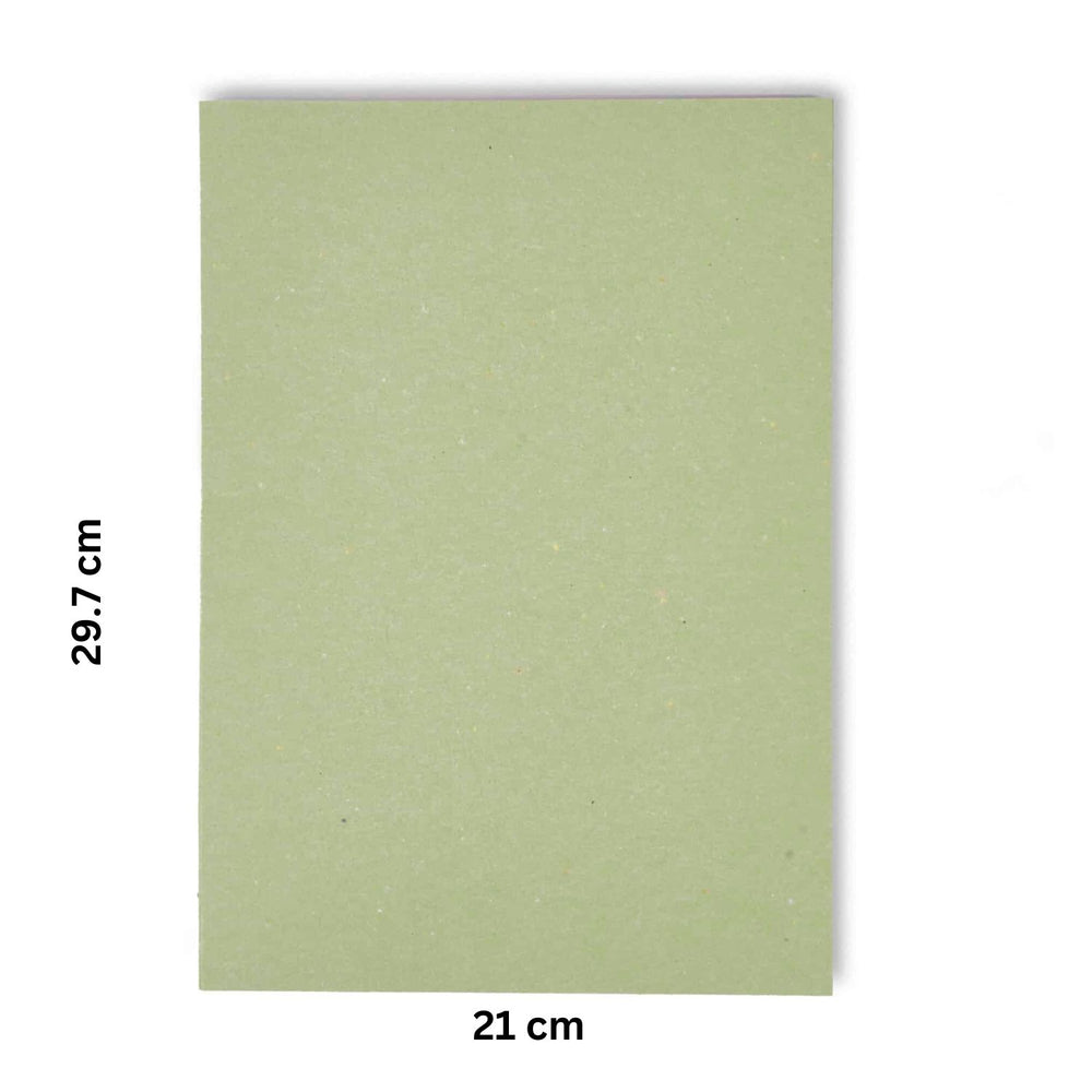 Green A4 Size Handmade Paper | Tree-Free Paper | Cotton | Pack Of 24