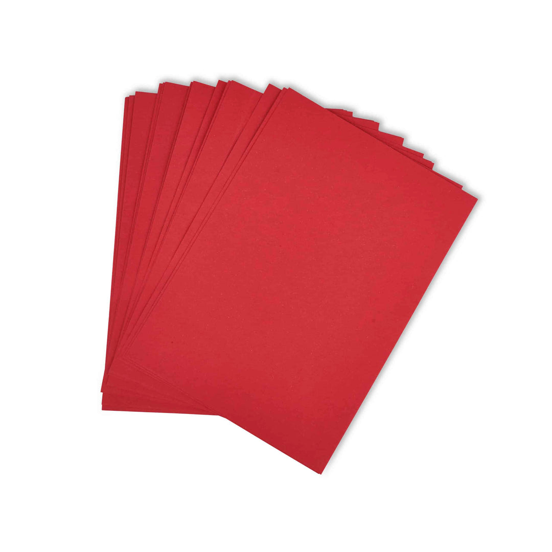 Red A4 Size Handmade Paper | Tree-Free Paper | Cotton Fibers | Pack Of 24