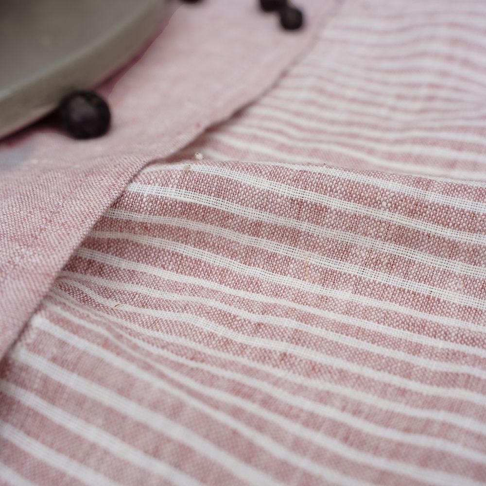 Pastel Pink Stripe Linen Tablecloth | Melange of Sophistication and Functionality