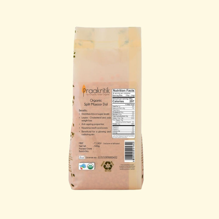 Organics Split Masoor Dal |Tastes Great | Nutrients Rich And Healthy | 500 GM