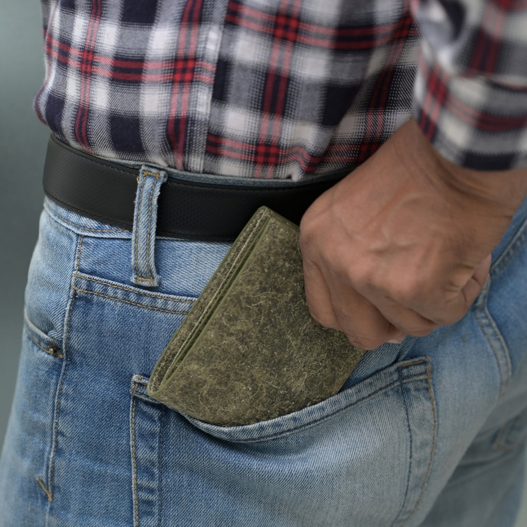 Men Wallet | Coconut Leather | 2 Cash & 1 Coin Pocket | Classy Appeal | Olive