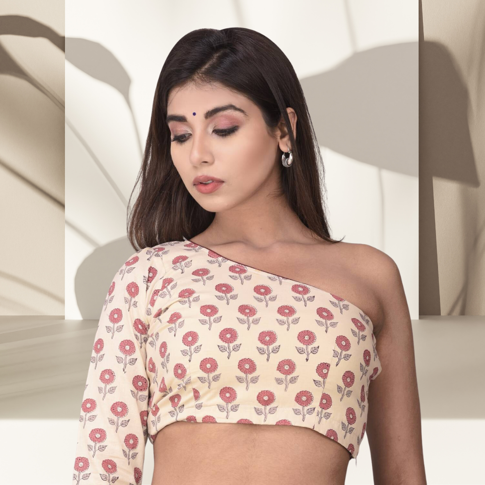 Orchid Styled Top | Block Print | Handcrafted | Day Wear | Beige And Brown