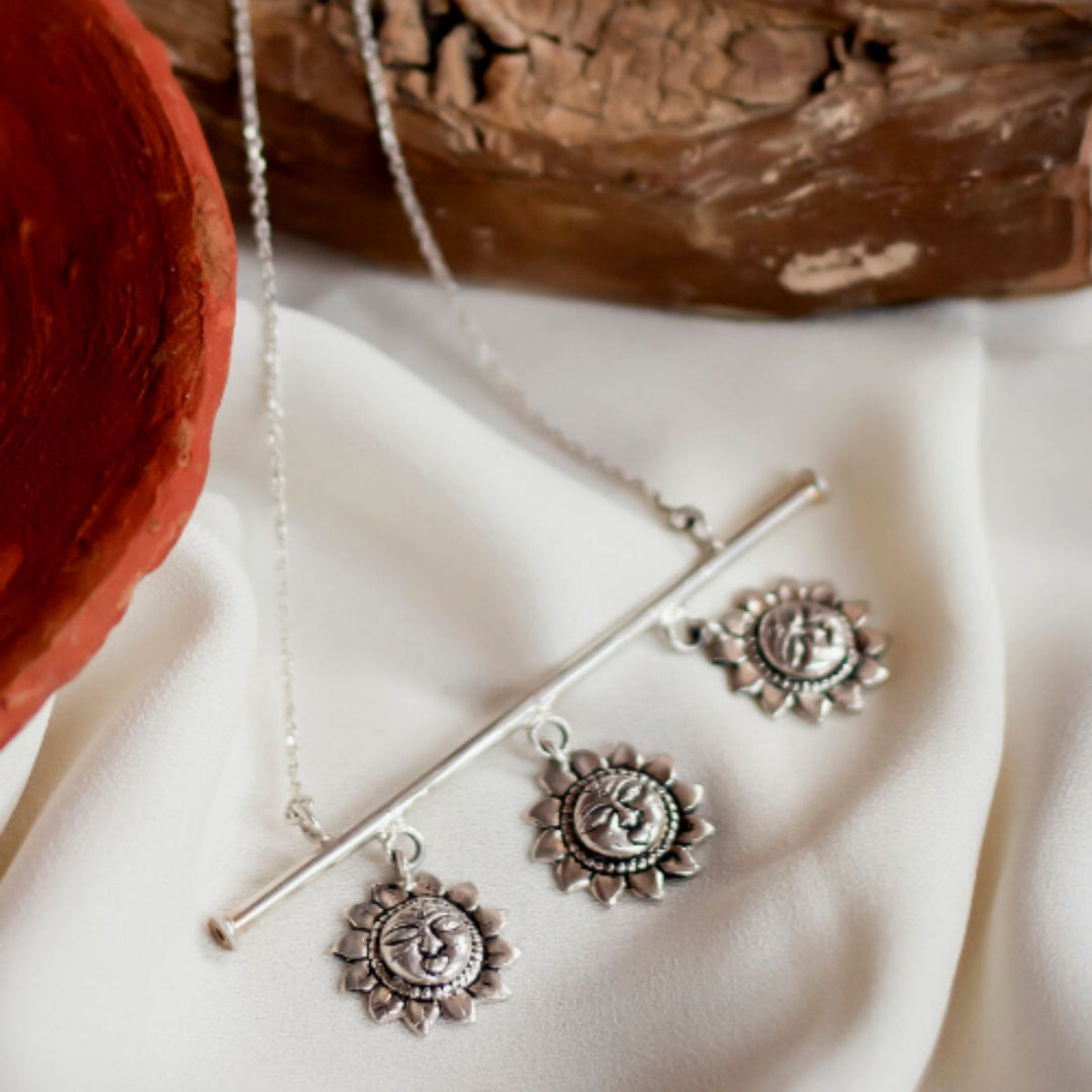 Bespoke Sun Neckpiece | Silver | Artisanal | Sustainably Hand-Crafted