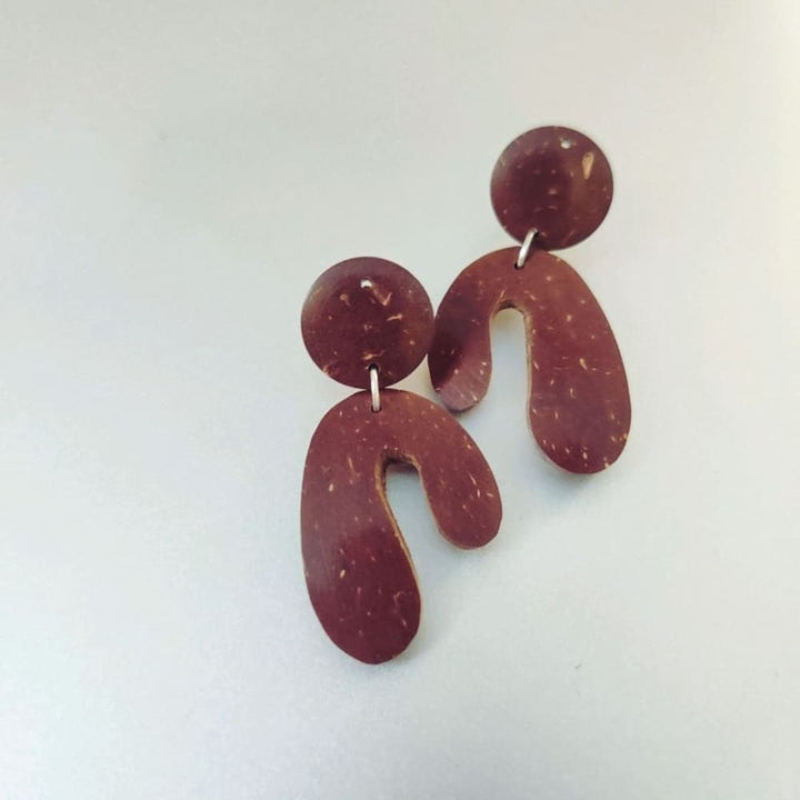 Brown Ear Dangler For Women | Made of Coconut Shell | Chic Design