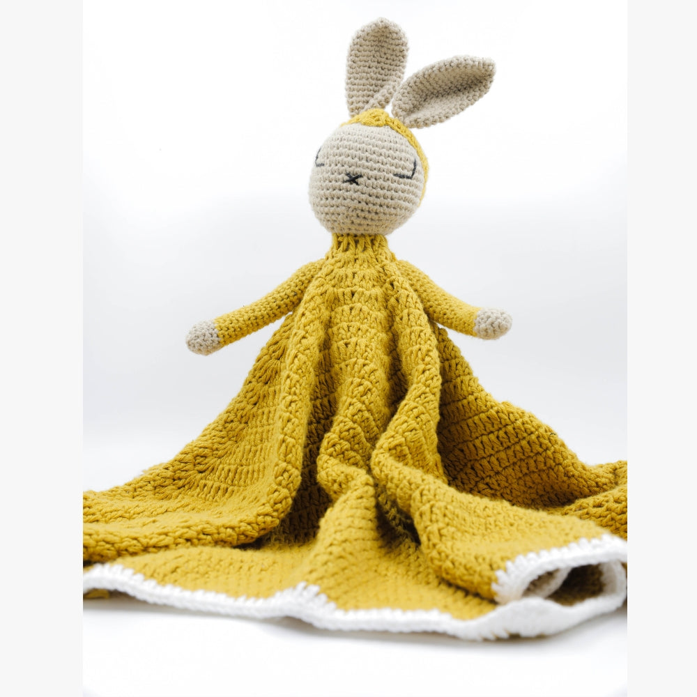 Cute Bunny Soft Toy for Babies | Hand Made of Crochet | Kids Safe | Mustard