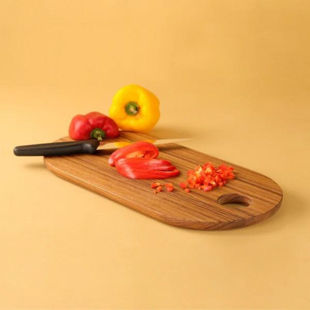 Cresta Oval Chopping Board / Serving Platter | Premium Teak Wood | Hand-Crafted | 16 Inch