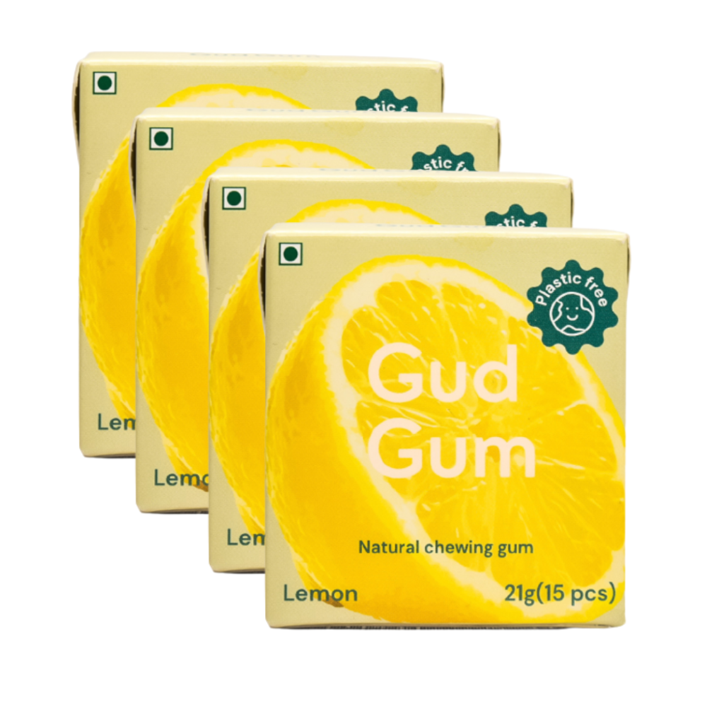 Sugar Free Chewing Gum | Lemon | Plant Based | Biodegradable Gum | Pack Of 4