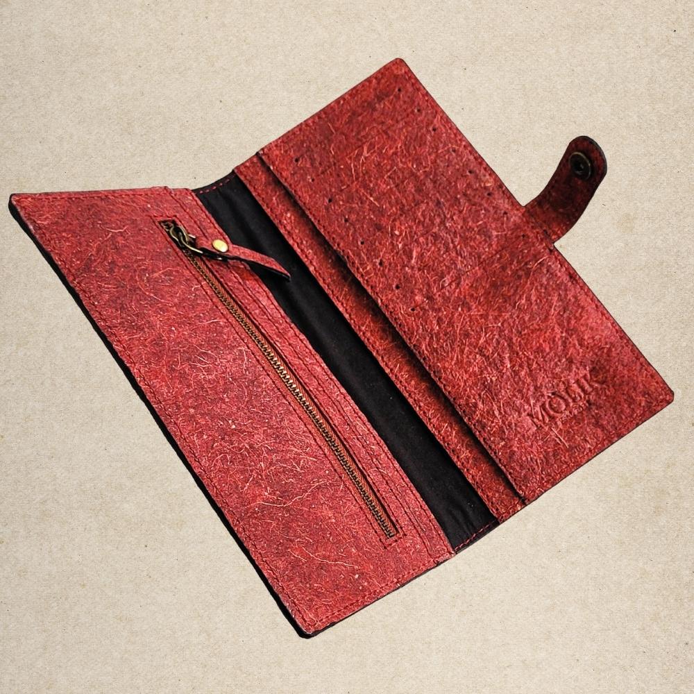 Garnet Maroon Hand Wallet | Made of Coconut Leather | Natural Dye | Vegan