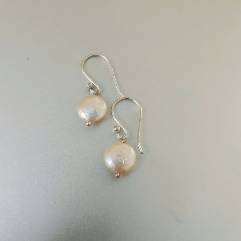 Coin Baroque Pearl Earrings With Silver Hook | 100% authentic | Artisanal
