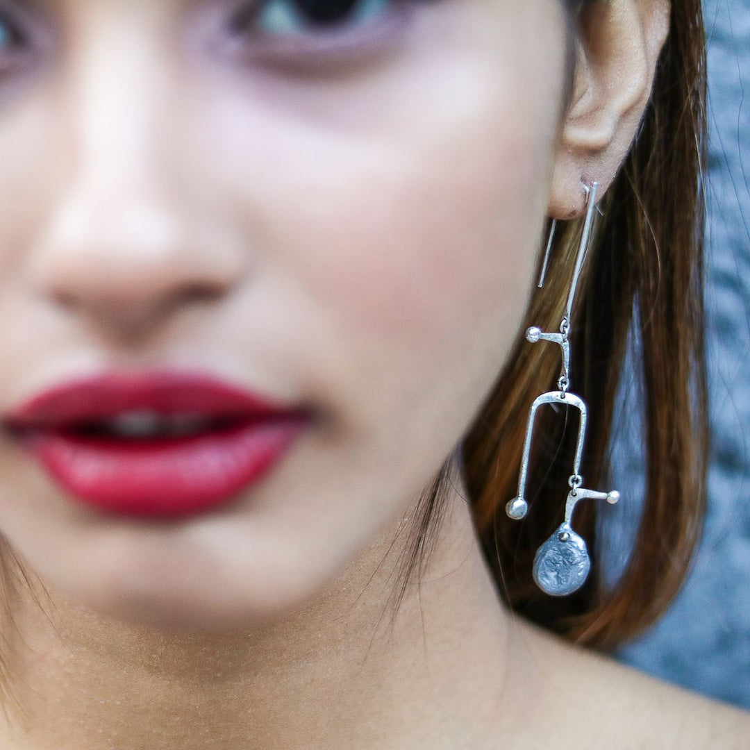 Earrings | Recycled Aluminium And Silver | Minimal Design | Consciously Hand-Crafted