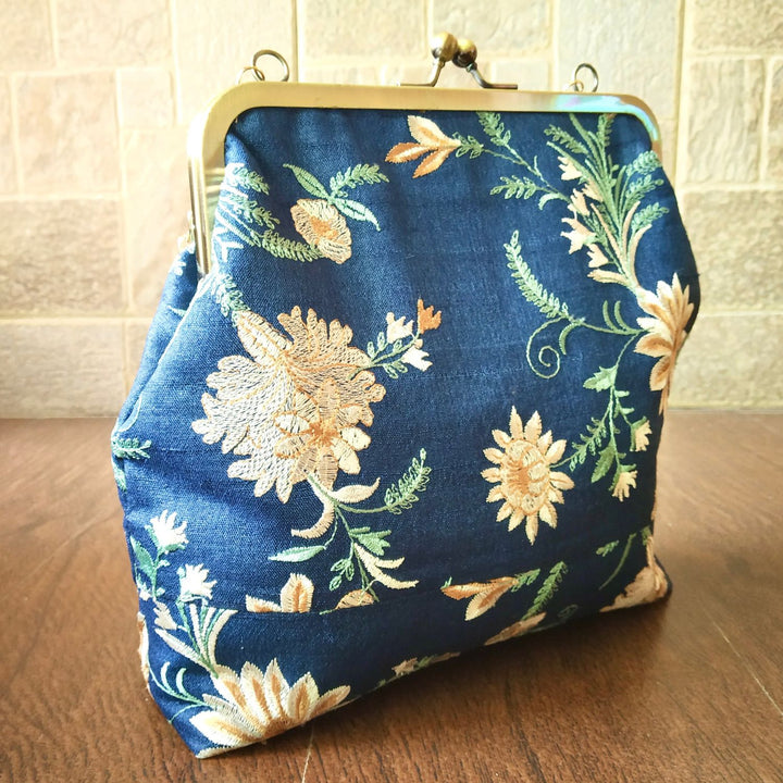 Floral Tussar Silk Sling Bag | Elegant Shine for Every Occasion