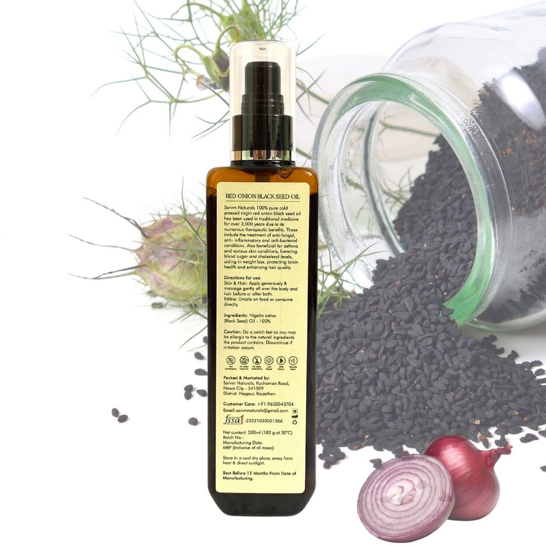 Red Onion Black Seed Oil | Cold Pressed | Therapeutic Benefits | Skin & Hair Care 