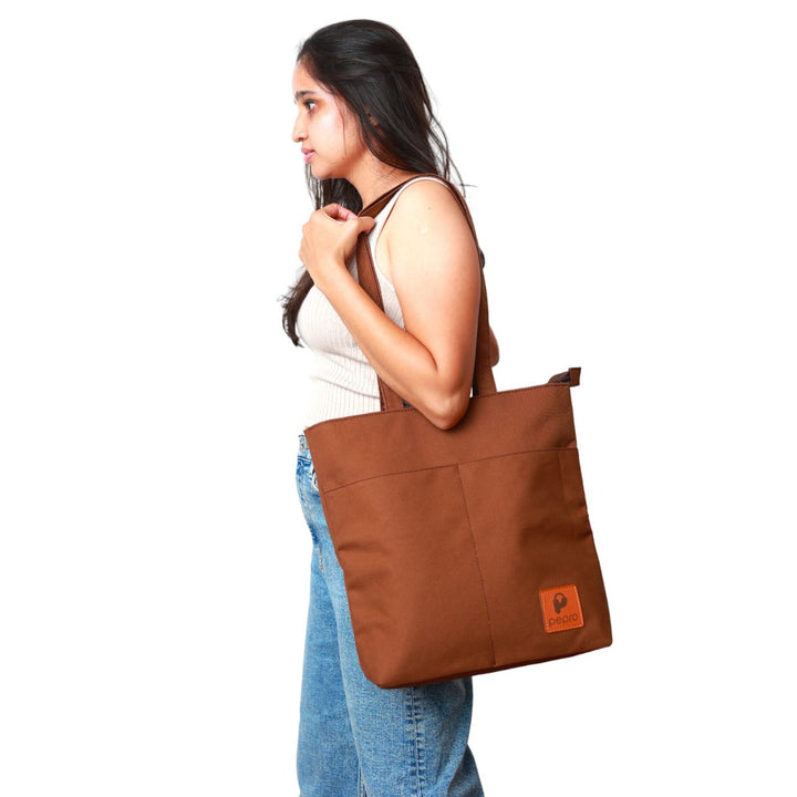 Shopper Tote Bag With Concealed Pockets | Cotton | Spacious | Multi-Pocket