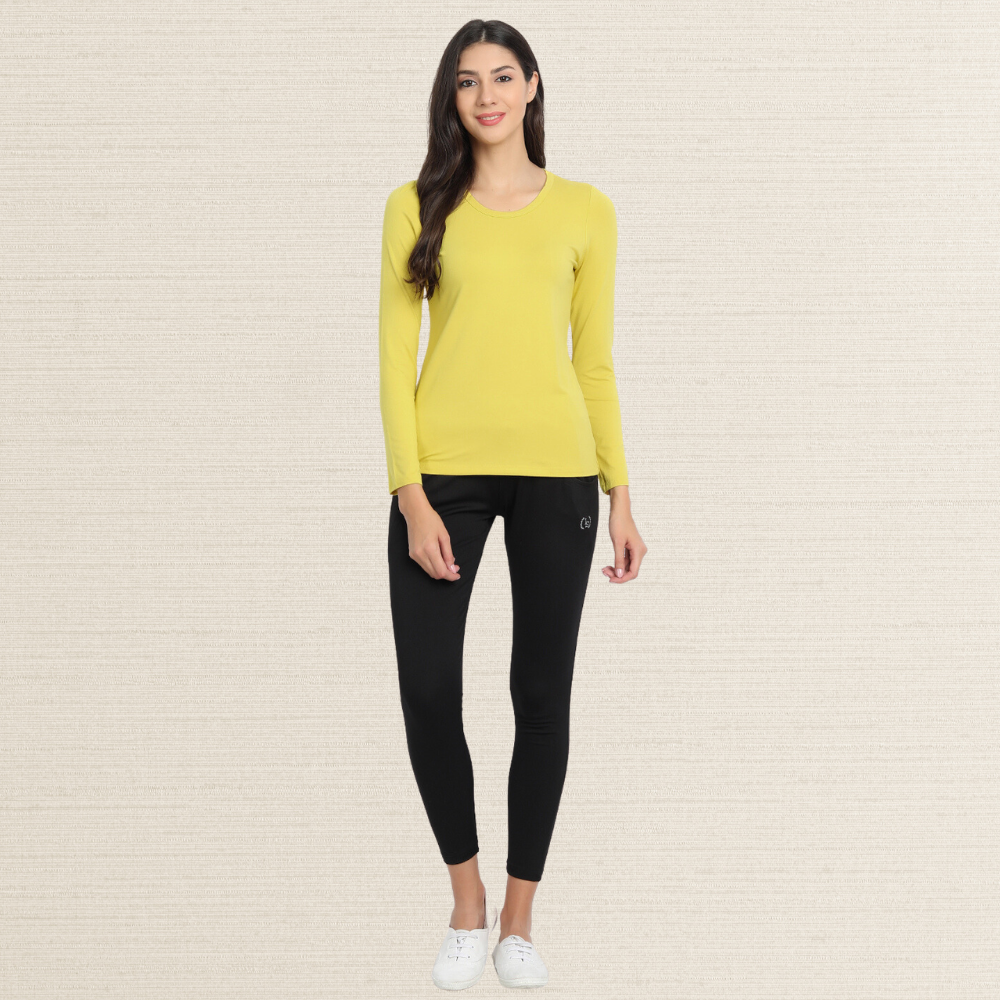 Full Sleeve T-Shirt | Bamboo Fabric | Comfortable | Women Active Wear | Yellow