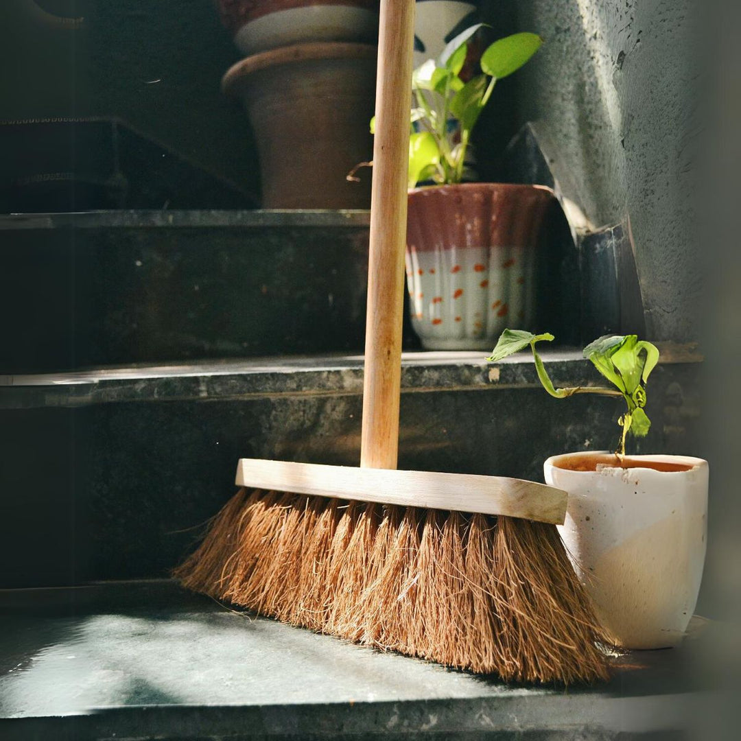 Coconut Coir Long Handle Indoor Sweeping Broom | Handmade | Sustainable