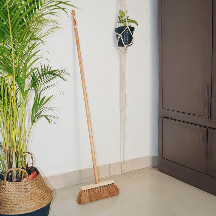 Coconut Coir Long Handle Indoor Sweeping Broom | Handmade | Sustainable