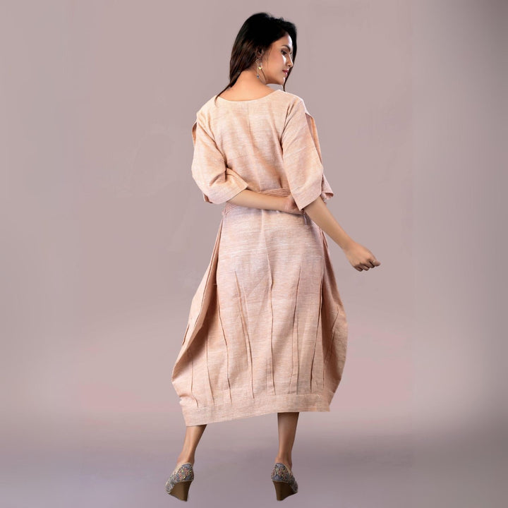 Dreamy Cocoon Dress | Comfortable Daily Wear | Embroidered | Stylish | Muted Almond