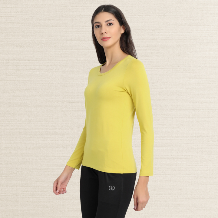 Full Sleeve T-Shirt | Bamboo Fabric | Comfortable | Women Active Wear | Yellow